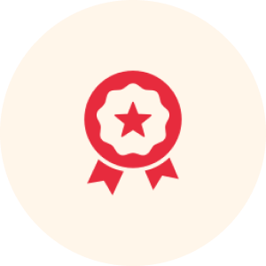 Red star emblem with ribbon design.